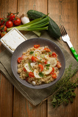 mixed salad with quinoa cucumber and tomatoes