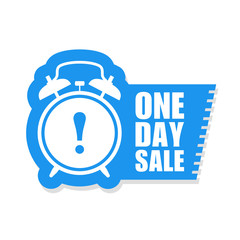 One day sale sticker or label - sale ringing alarm clock