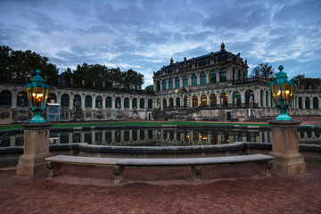 Fototapeta premium Zwinger Palace in historical center of the old city of Dresden, built in Baroque style. Sightseeing tour. Saxony. Landmarks of Germany. Top tourist attraction in Europe.