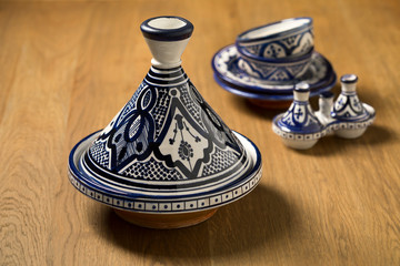 Traditional Moroccan tagine and bowls