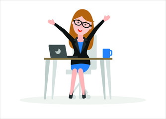 Fototapeta premium business woman with laptop at work