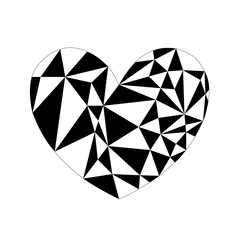 cuore vettoriale bianco e nero triangoli