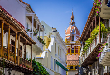 Balcones de Cartagena - obrazy, fototapety, plakaty