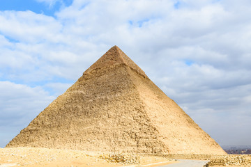 Fototapeta na wymiar The great pyramid of Khafre in Giza plateau. Cairo, Egypt