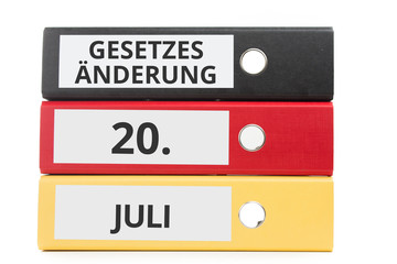 Gesetzesänderung 20. JULI Beschriftung auf Ordner