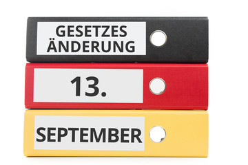 Gesetzesänderung 13. SEPTEMBER Beschriftung auf Ordner