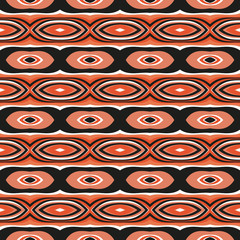 Traditional tile ornament in ethnic style, coral color. 