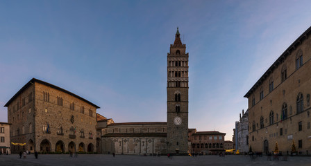 Fototapeta na wymiar Beautiful view of the historic center of Pistoia in the evening light, Tuscany, Italy