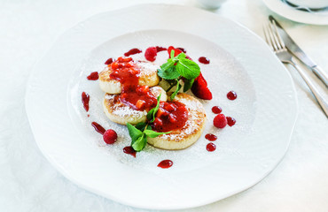 cottage cheese pancakes with jam