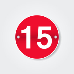 Calendar with 15 day. Holiday number. Vector design illustration
