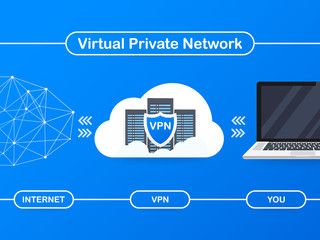 Secure VPN connection concept. Virtual private network connectivity overview. Vector illustration.