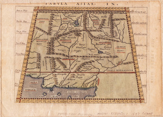 Fototapeta na wymiar 1597, Ptolemy, Magini, Keschedt Map of Pakistan, Iran and Afghanistan