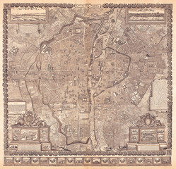1652, Gomboust Map of Paris, France, c. 1900 Taride reissue