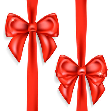 Red bows isolated on white  background.