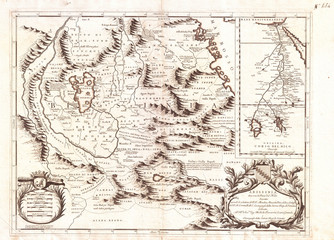 Fototapeta na wymiar 1690, Coronelli Map of Ethiopia, Abyssinia, and the Source of the Blue Nile