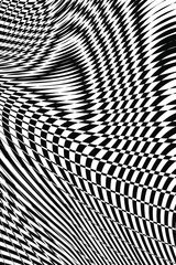 Abstract Black and White Geometric Pattern with Waves. Striped Texture Checkered. 3D Illustration