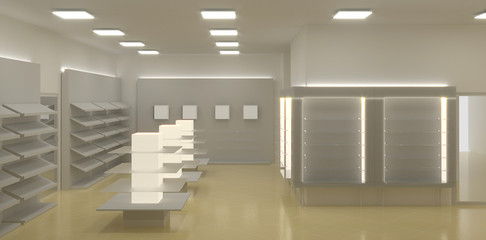 shop, mall, shopping mall, interior visualization, 3D illustration