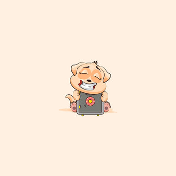 dog cub sticker emoticon hug safe with money