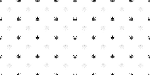 Cannabis seamless pattern. Marijuana floral pattern. Flat leaf of weed cannabis, monochrome black and whit. Marijuana design element seamless for fabric vector illustration.