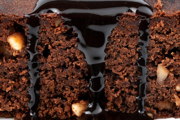 cocoa cake and chocolate sauce
