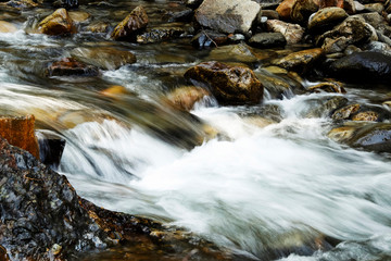 Stream Water Flowing Over Rocks Long Exposure