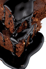 cocoa cake and chocolate sauce
