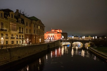 Fototapeta na wymiar historische Altstadt bei Nacht, Stockholm, Schweden