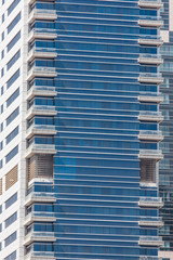 Modern skyscrapers in Dubai Marina, close up, in Dubai, UAE.