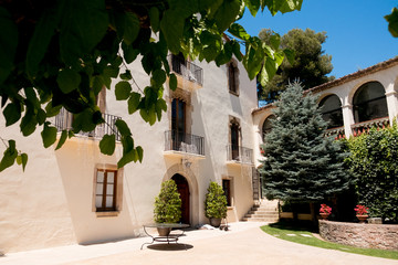 traditional historic catalan house called masia in spanish countryside, perfect location for summer...