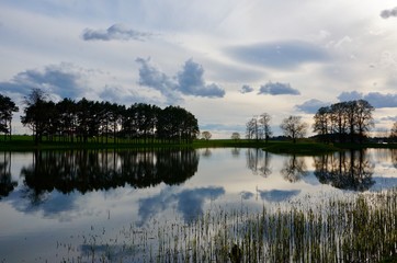 Sunset by the lake in Belarus