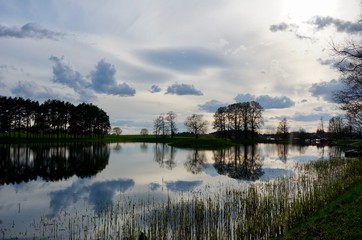 Sunset by the lake in Belarus