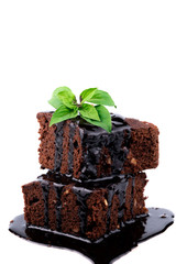cocoa cake and chocolate sauce
