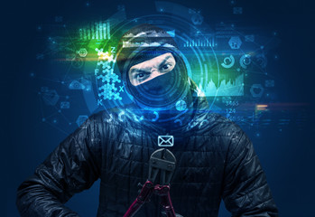 Biometric identification and Facial recognition system concept. 