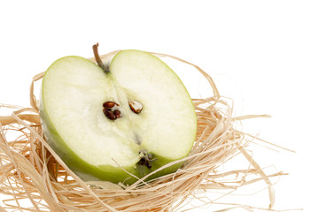 half of apple isolated on white background
