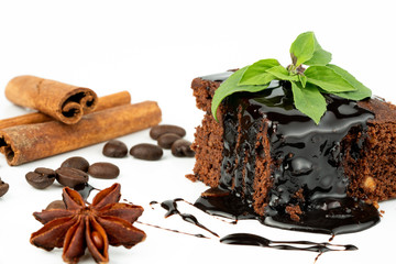 chocolate cake and sauce