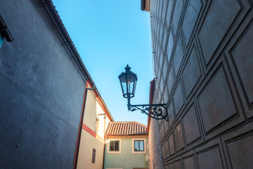 Fototapeta na wymiar Small narrow street inside the Castle complex in Prague, Czech republic.
