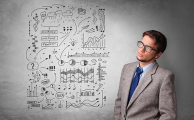 Young person thinking with office problems concept
