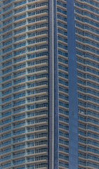 Dubai Skyscraper and tall buildings in Dubai city. Close up