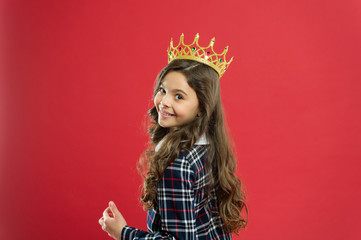 Childhood happiness. Happy little girl. Beauty and fashion. small girl child with perfect hair. small kid fashion. International childrens day. best girl. Young and free