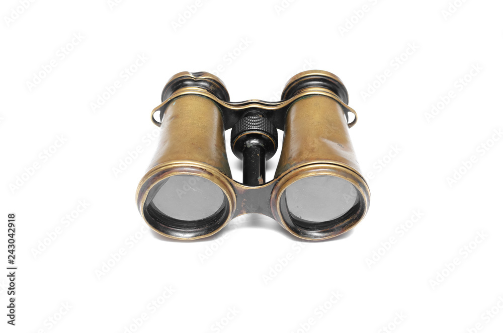 Sticker vintage binoculars isolated on the white background.