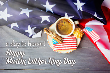 Homemade cookies in the shape of the American flag - Martin Luther King Day background  