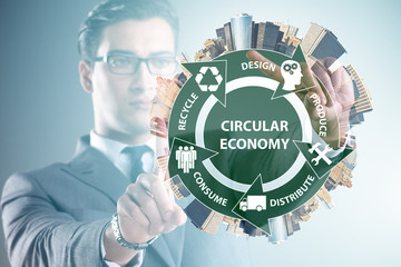 Concept of circular economy with businessman