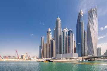 Fototapeta na wymiar Panorama of modern skyscrapers in the center of luxury Dubai city,Dubai,United Arab Emirates