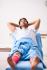 Injured man waiting treatment in the hospital