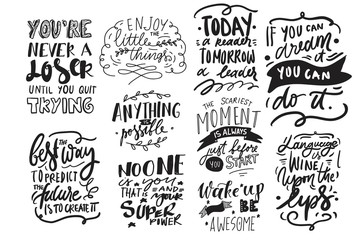 Motivation quote. Hand lettering modern illustration for your design.