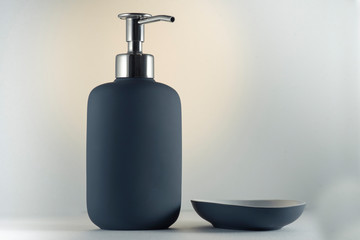Soap Dispenser and  dish case holder container box on white background. Concept icon for development of the website