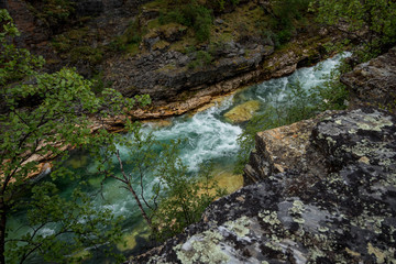 River in mountain canyon in Sweden
