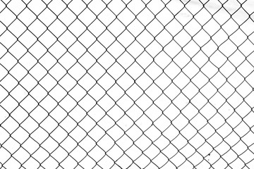 Wire fence in the snow. Black and white abstract backgraund.