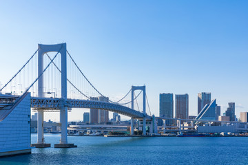 (東京都-都市風景)レインボーブリッジから望む竹芝桟橋側の風景４