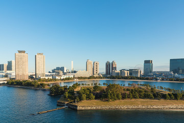 Fototapeta premium (東京都-都市風景)レインボーブリッジから見る湾岸の夕景４